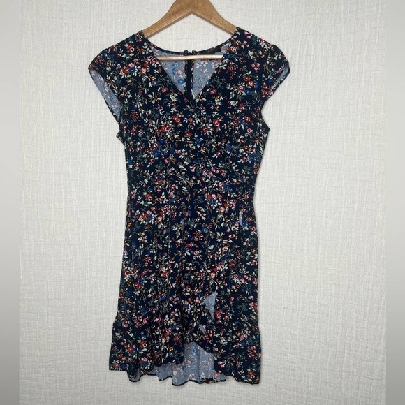 J. Crew Ruffle Front Mini Dress Size 6 Floral - Picture 2 of 7